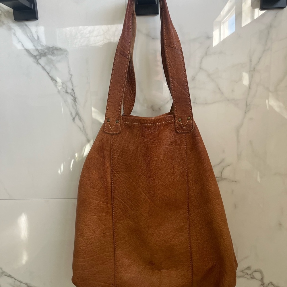 Alternative Cognac Brown  Leather Shoulder Bag
